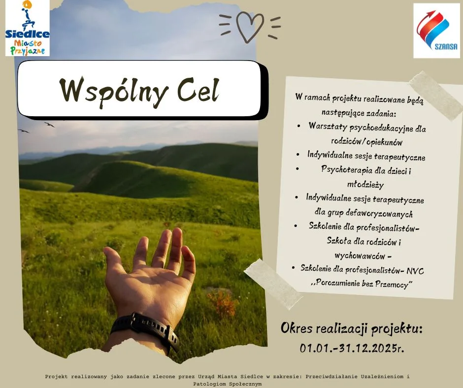 PROJEKT WSPOLNY CEL 2025 - WYCIĄGNIENTE RĘCE NA OBRAZKU